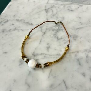 Gold and White Bead Necklace